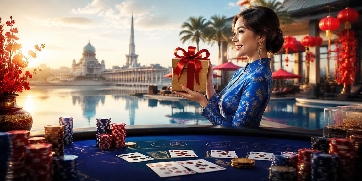 Permainan baccarat live dengan dealer di Putrajaya memakai baju kurung